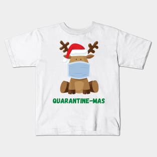 Quarantine-Mas Reindeer Christmas in Quarantine Reindeer Wearing a Mask During Quarantine Social Distancing Kids T-Shirt